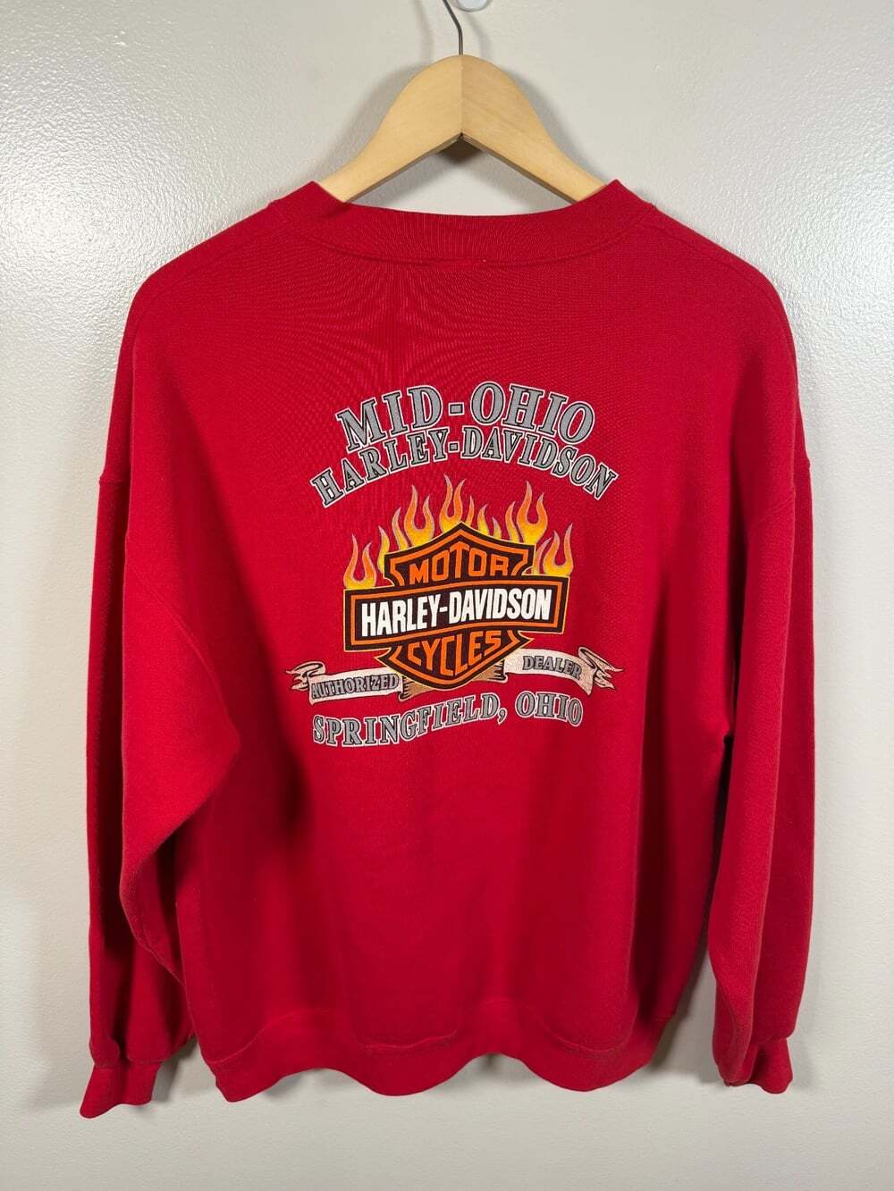 Harley Davidson Mid Ohio Crewneck Sweatshirt Size Large Graphic Red Y2K 2004 - Picture 2 of 9